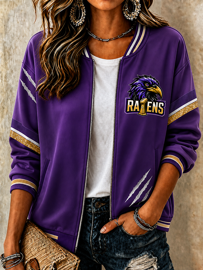 Women'S Football Printed Knitted Jacquard Jacket