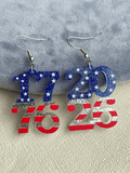 250th Anniversary of U.S. Independence Day — Acrylic Heart, Teardrop, and Number Double-Layer Earrings