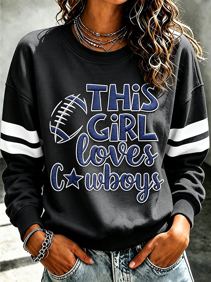 Ladies' Rugby Printed Round Neck T-Shirt