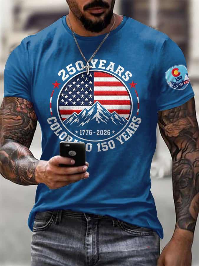 Men'S Retro Colorado 150 Years USA 250 Print T-Shirt