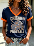 Women'S Football Printed Short Sleeved T-Shirt