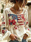 Women's Pink Gradient Print Cotton-Linen Shirt