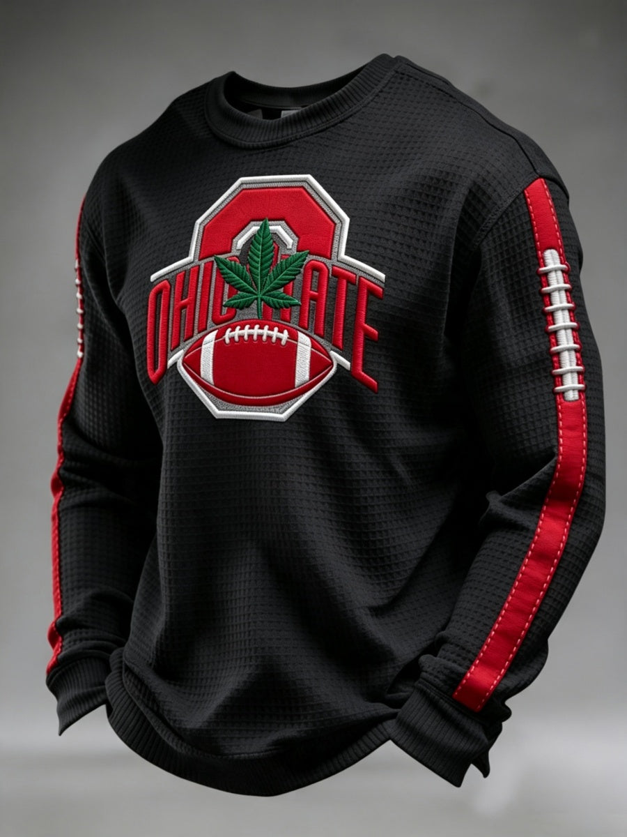 Men'S Football Game Printed Waffle Sweatshirt