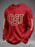 Men'S Football Printed Waffle Sweatshirt