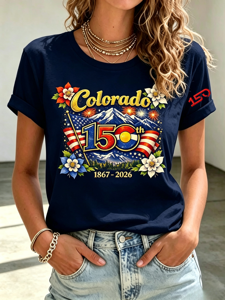 Women's Colorado 150years Anniversary Casual T-shirt