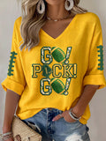 Women'S Football Print Waffle Top