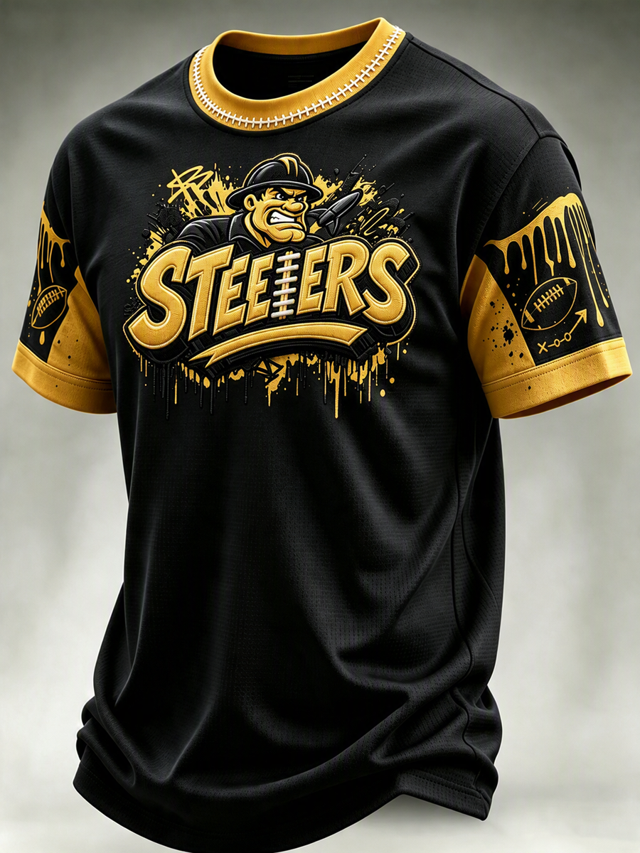 Men's Football printed short sleeved T-shirt