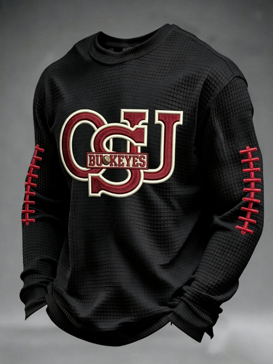 Men'S Football Printed Waffle Sweatshirt