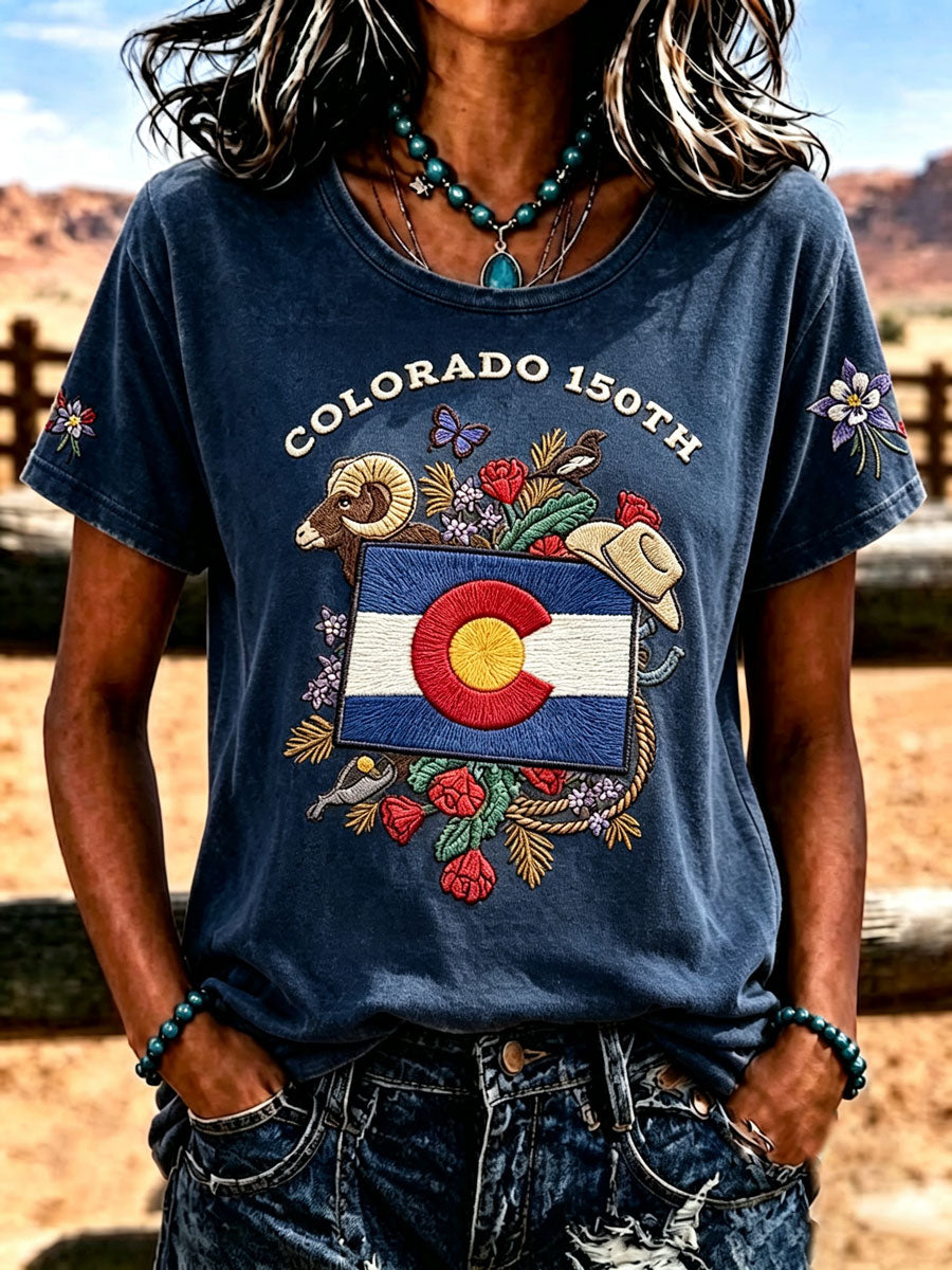 Women's Colorado 150years Anniversary Casual T-shirt