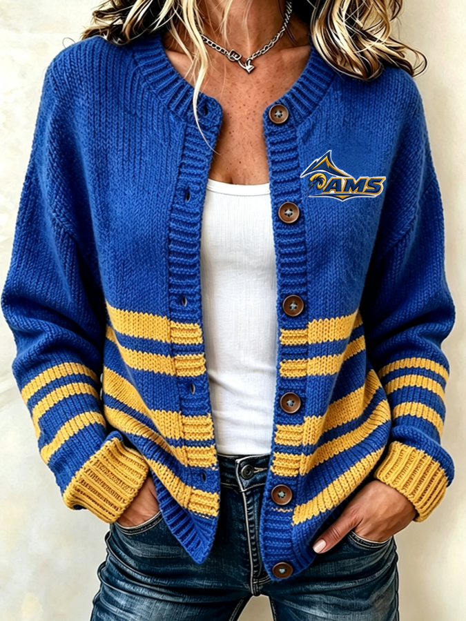 Women'S Football Printed Knitted Cardigan