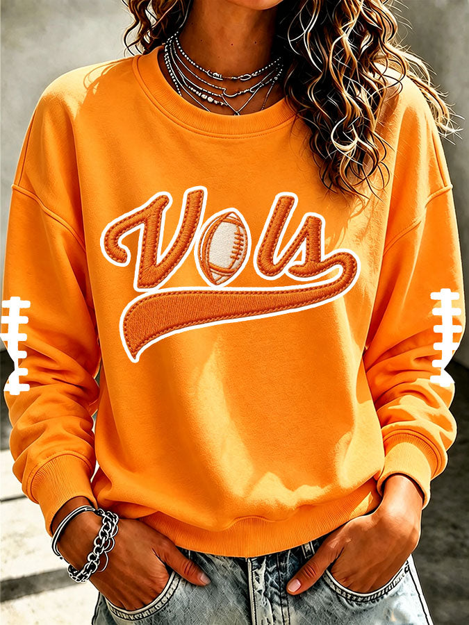 Women'S Retro Football Round Neck Sports Shirt