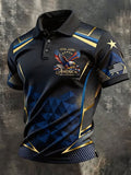 Men'S America Flag Print Casual Polo Shirt