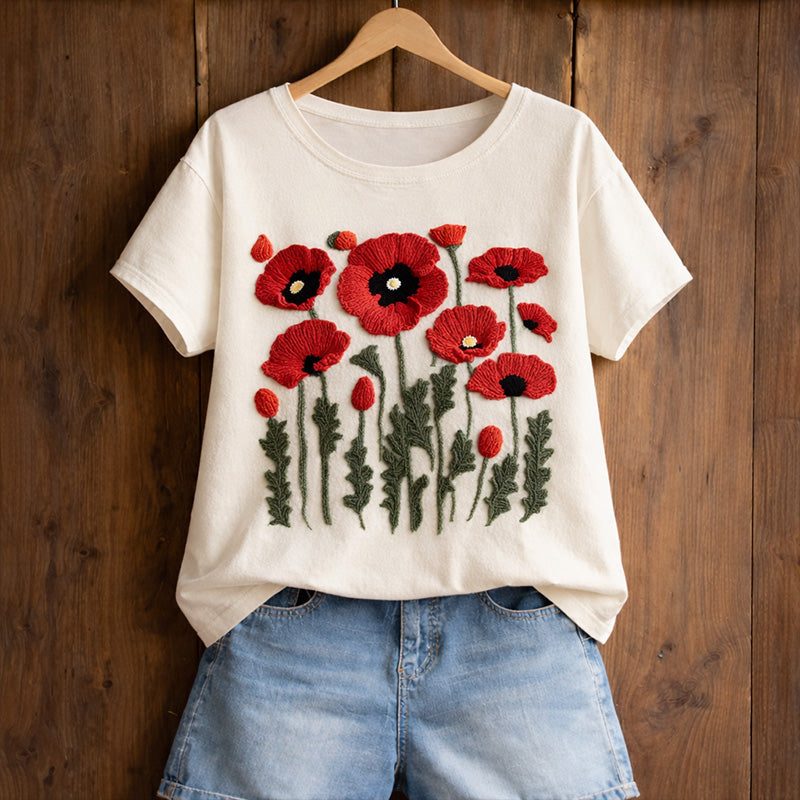 Women's Red Friday Floral Art Casual T-Shirt