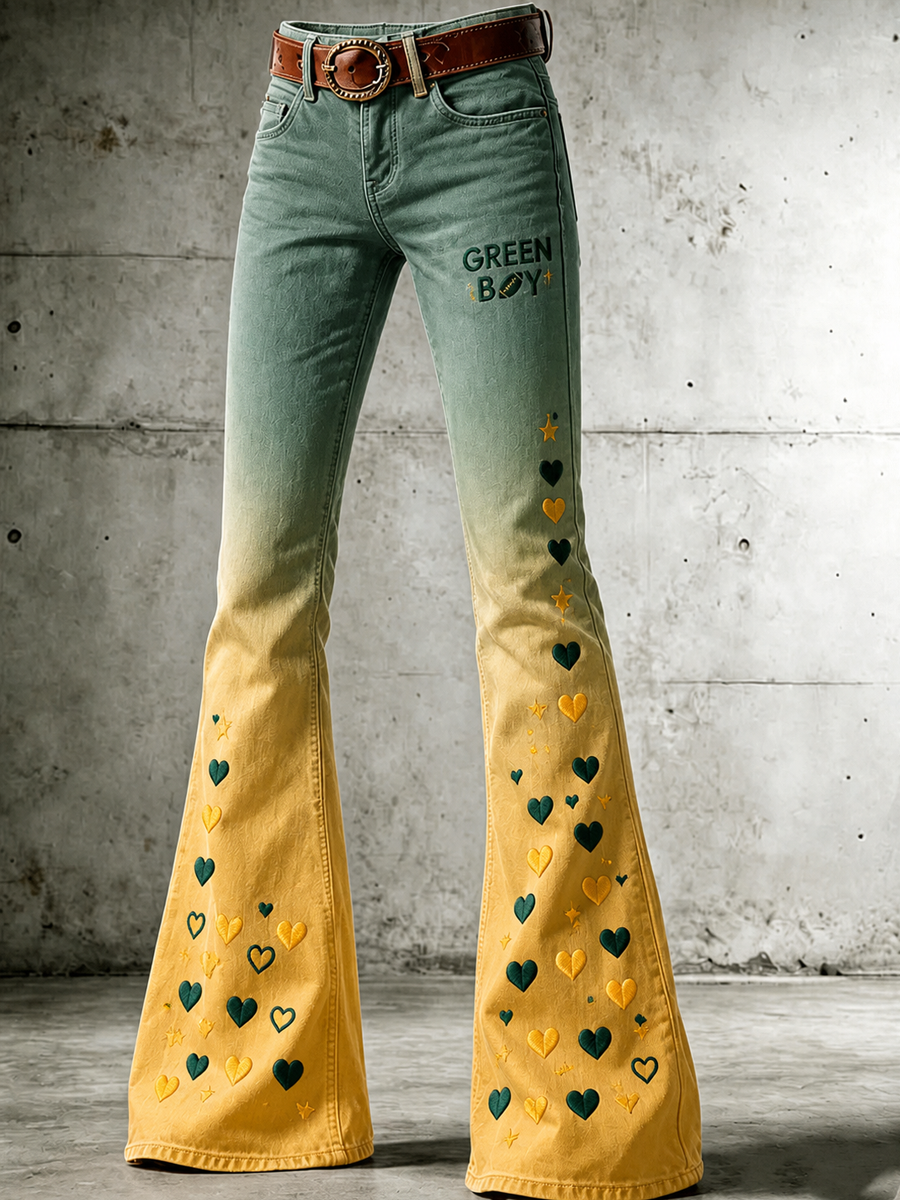 Women's Football Printed Denim Pants
