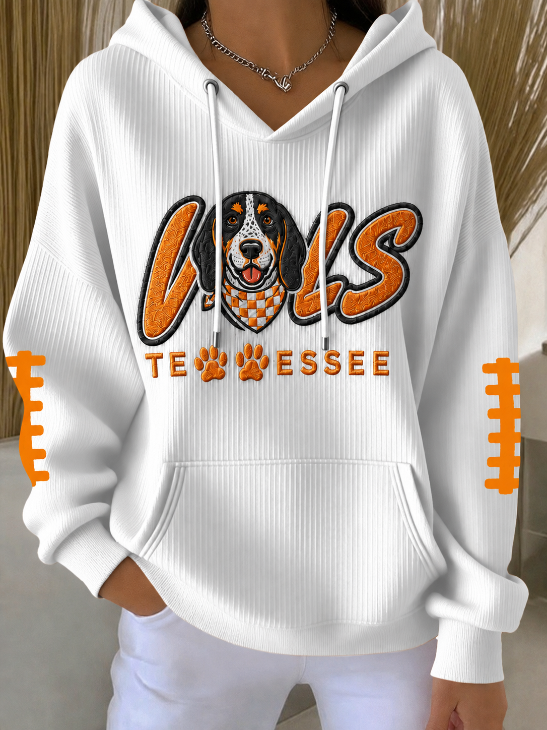 Women'S Football Print Hooded Sweatshirt