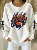 Women'S Football Printed Casual Waffle Sports Shirt