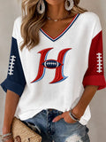 Women'S Football Print Waffle Top