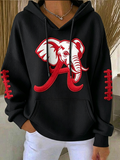 Women'S Rugby Printed Hooded Sweatshirt