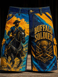 Men's Buffalo Soldier Art Print Casual Shorts