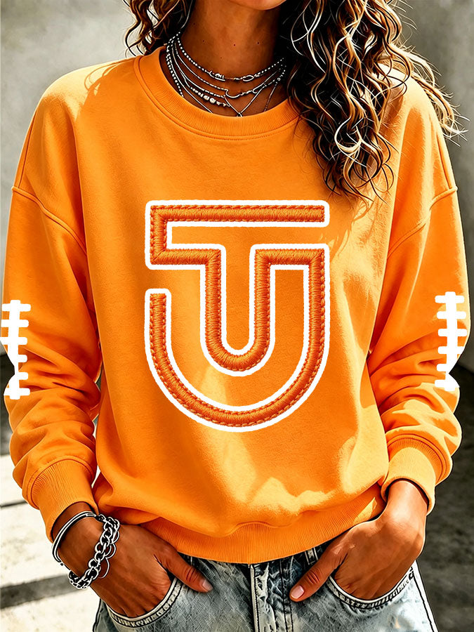 Women'S Retro Football Round Neck Sports Shirt