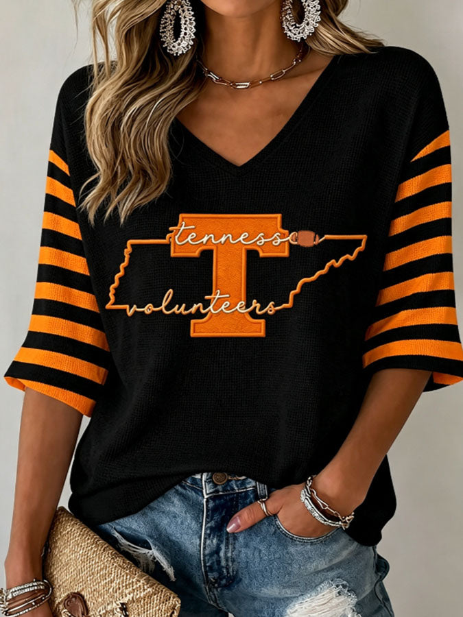 Women's Football Print Waffle Top