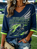 Women's Football Game Print Casual Top
