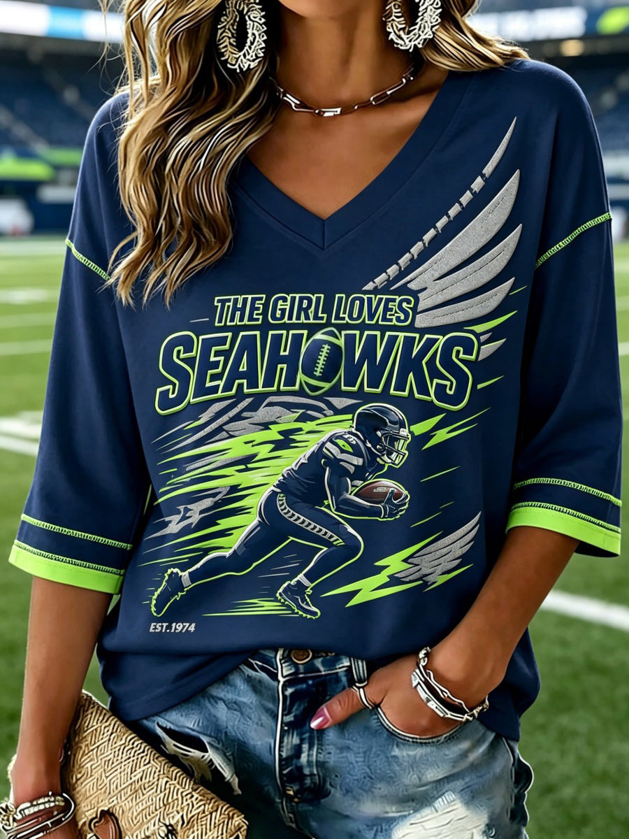 Women's Football Game Print Casual Top