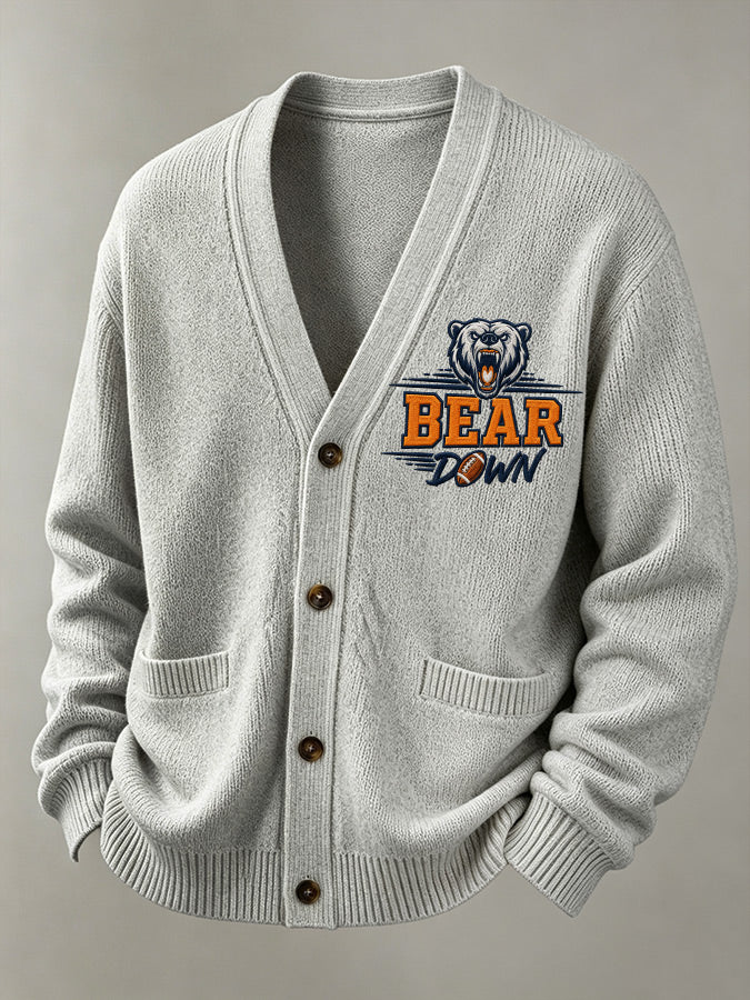 Men'S Casual Rugby Printed Cardigan