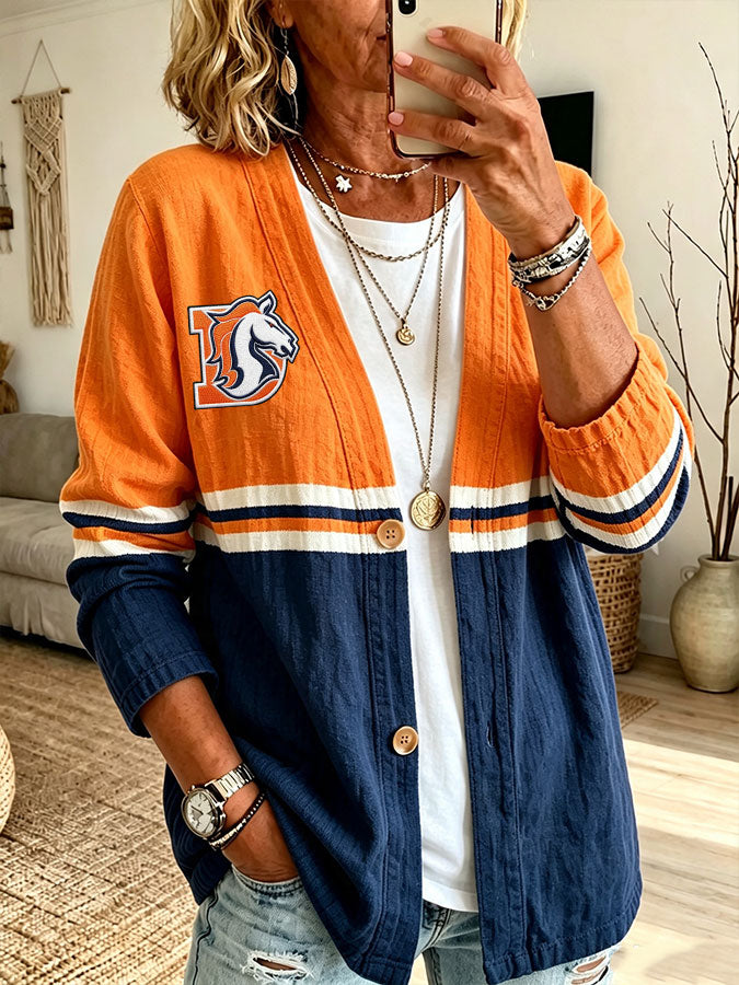 Women'S Football Printed Cardigan