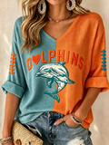 Women'S Rugby Patterned Waffle V-Neck Top