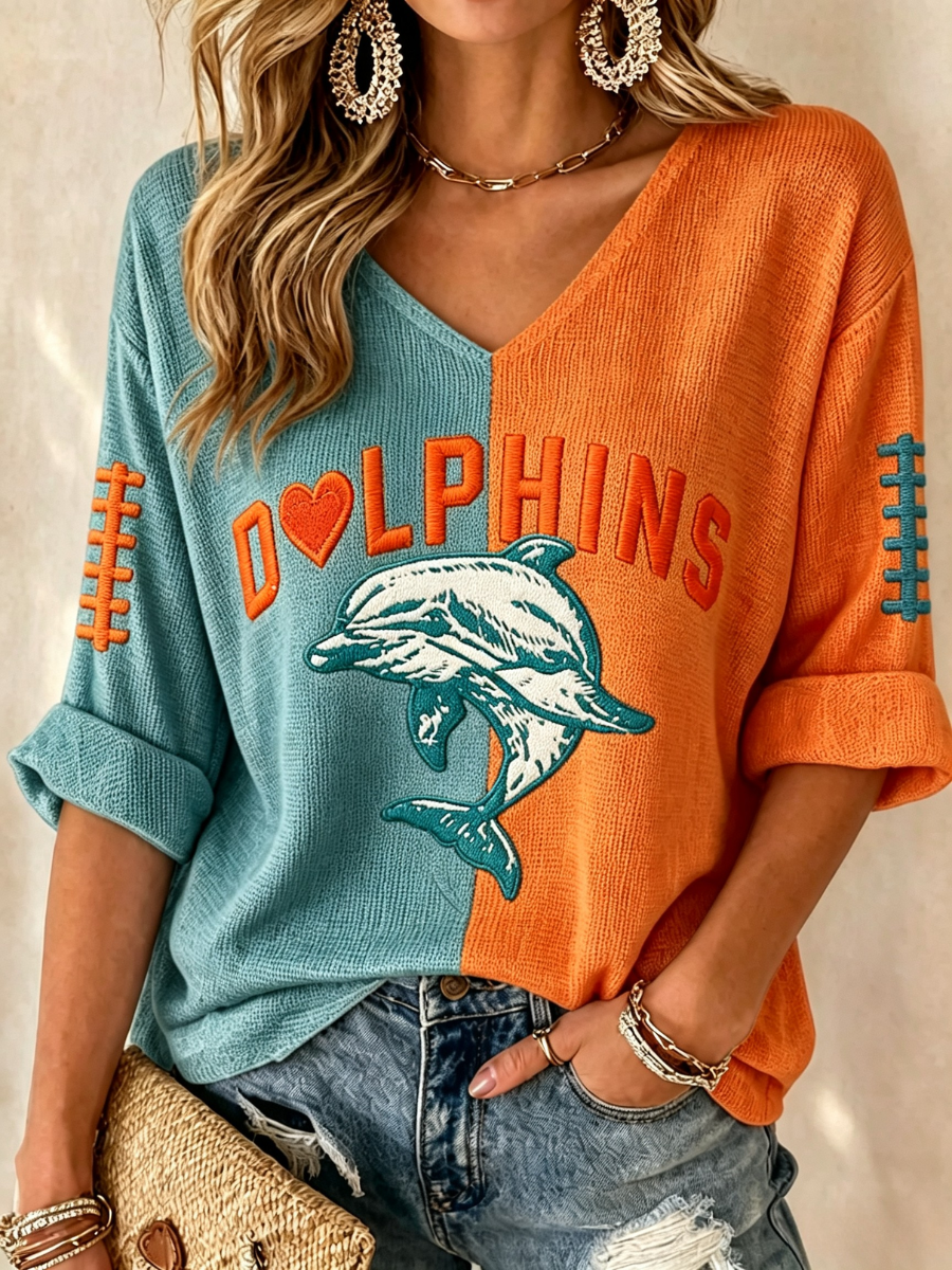 Women'S Rugby Patterned Waffle V-Neck Top