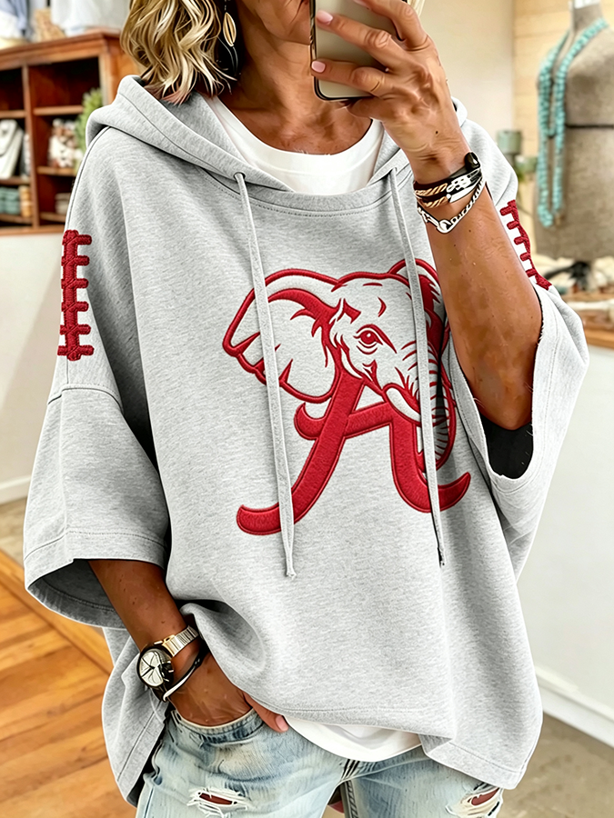 Women'S Retro Rugby Printed Hoodie