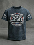 Men'S Retro Independence Day 250Th Anniversary Flag Printed Short Sleeve T-Shirt