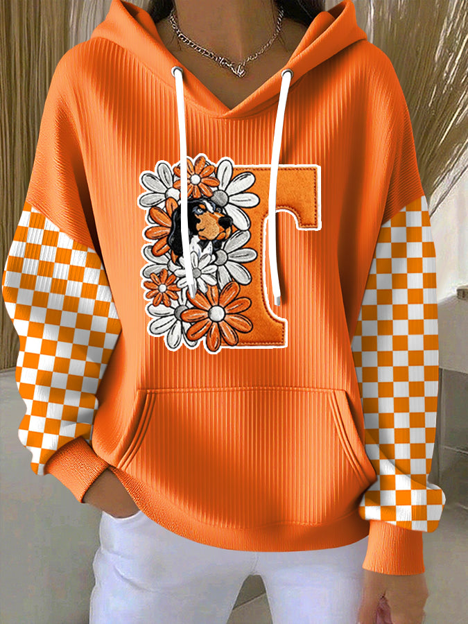 Women'S Football Print Hooded Sweatshirt