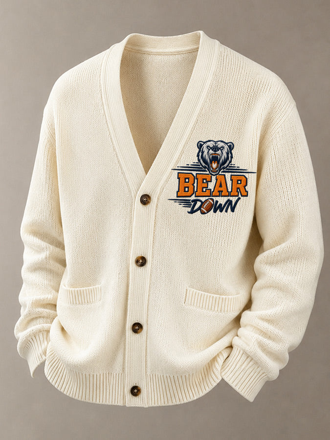 Men'S Casual Rugby Printed Cardigan