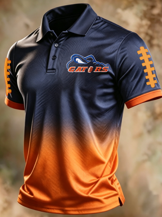 Men'S Retro Rugby Collar Polo T-Shirt
