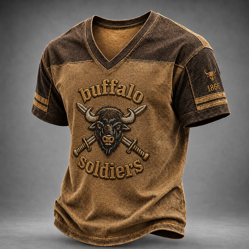 Men's Buffalo Soldier Summer V-Neck T-Shirt