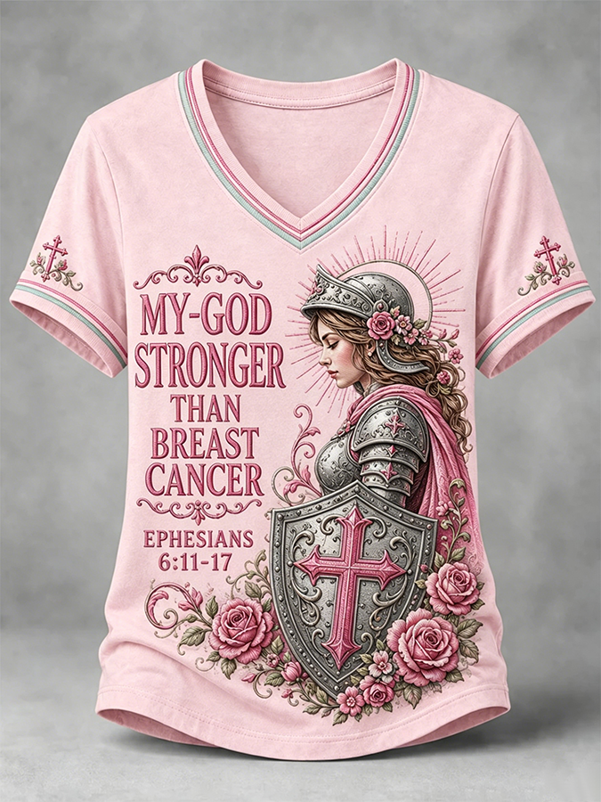 Women'S Breast Cancer Awareness Printed Casual T-Shirt