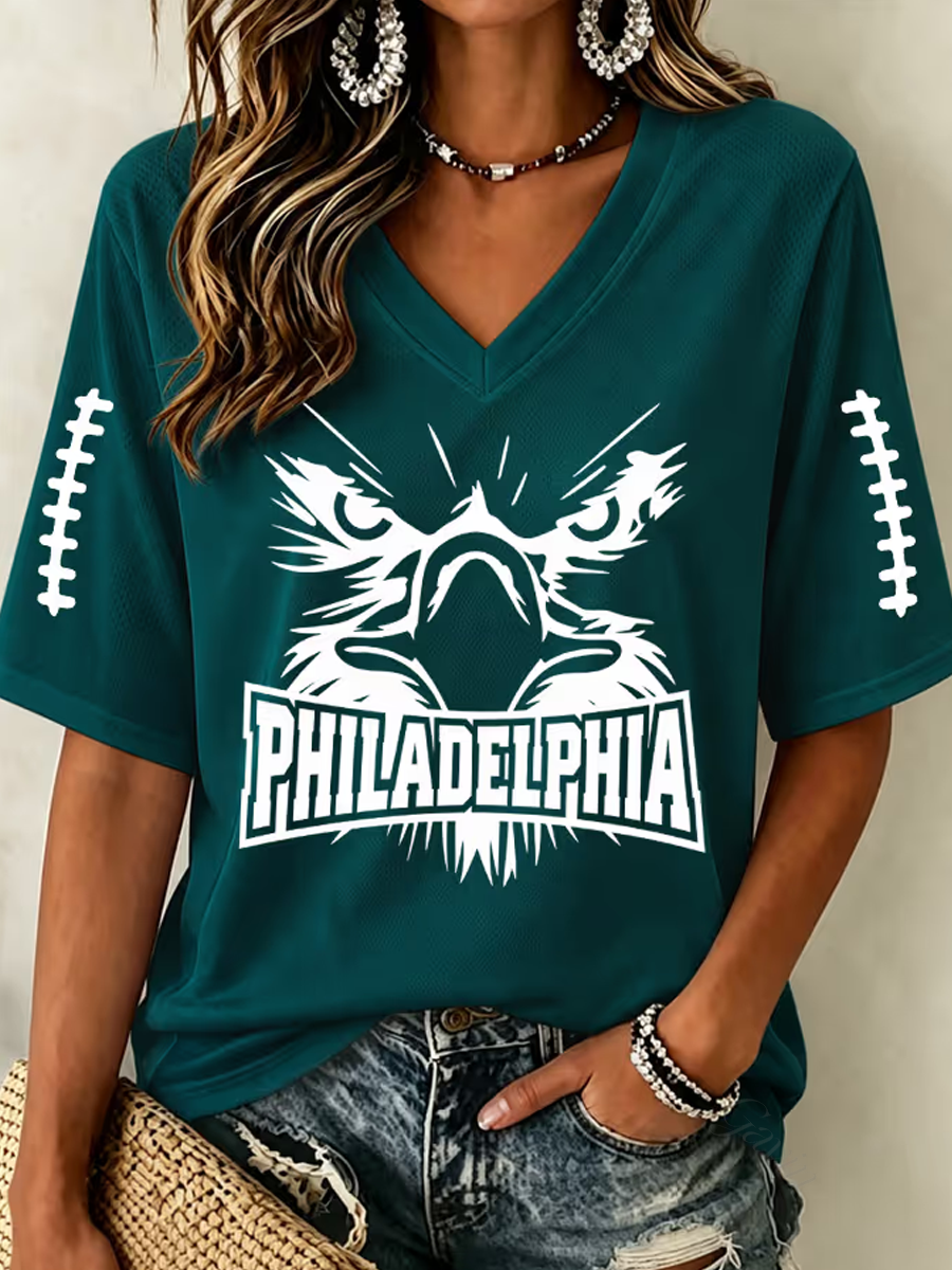 Women'S Rugby-Print T-Shirt