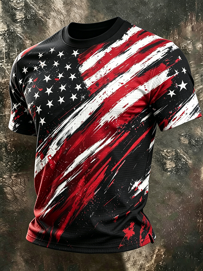 Men's Patriotic Color-Blocked Waffle T-Shirt