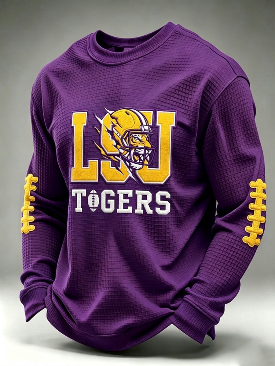Men'S Football Game Printed Waffle Sweatshirt