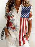 Women's Casual American 250th Anniversary Printed Short-Sleeve Shirt