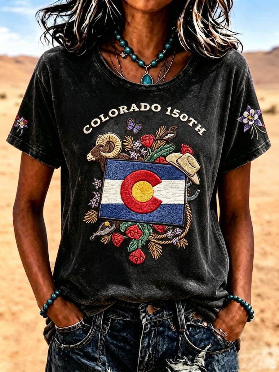 Women's Colorado 150years Anniversary Casual T-shirt