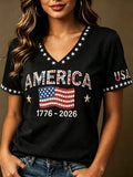 Women's 250th Anniversary  Art  Print Casual V-Neck Vest