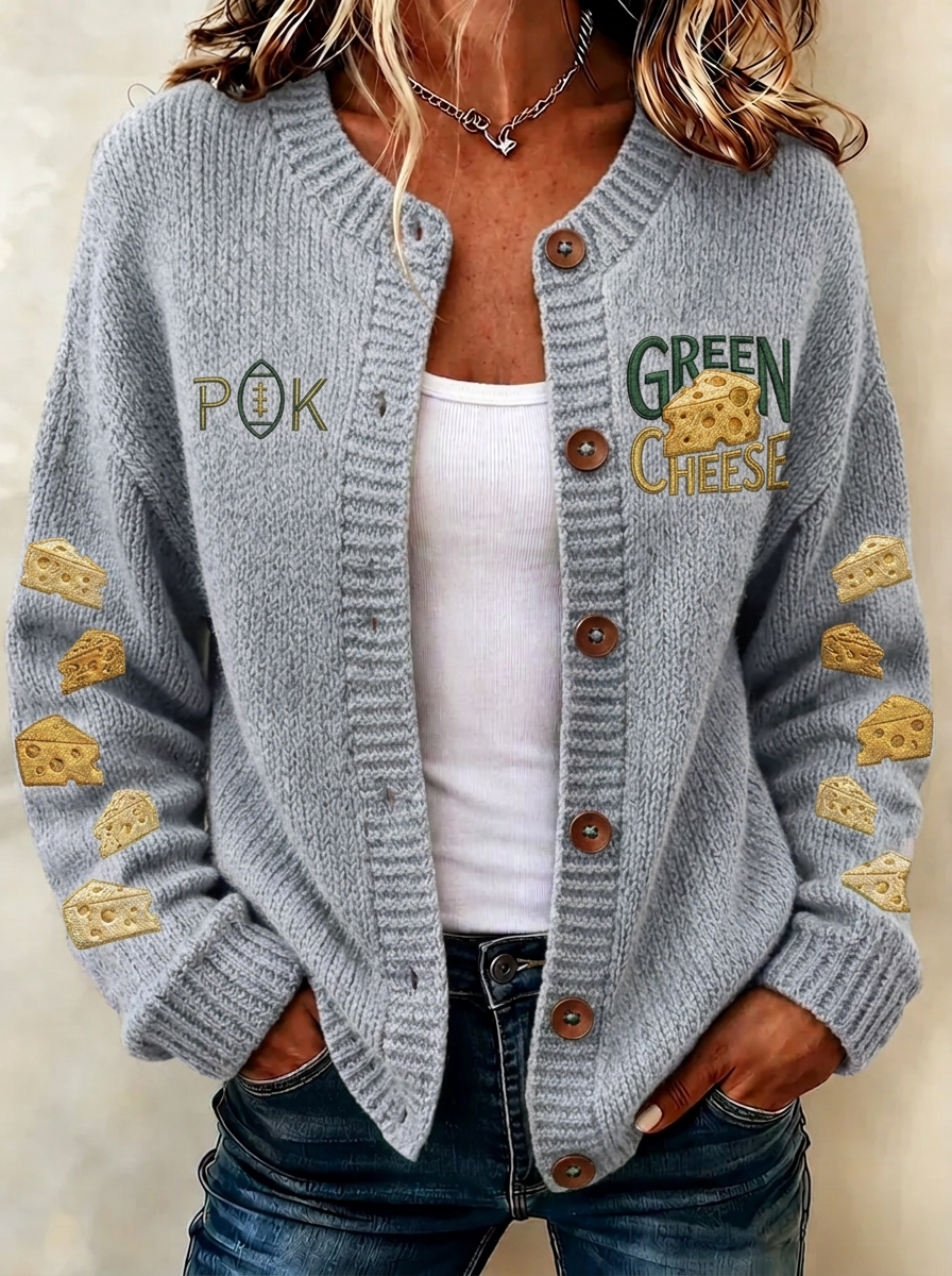 Women's Green Bay Football Cheese Printed Cardigan
