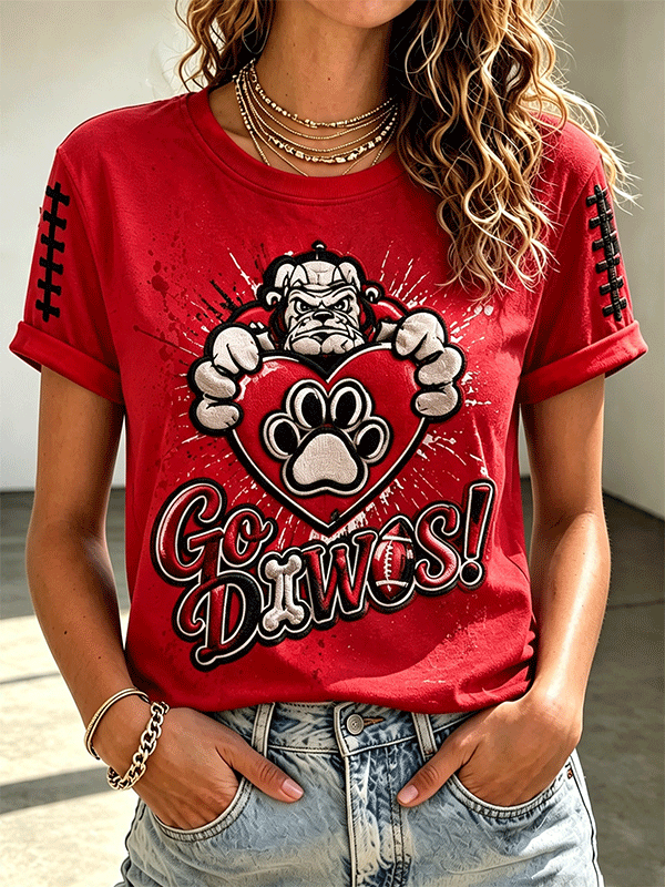 Women's Football Sports Printed T-shirt