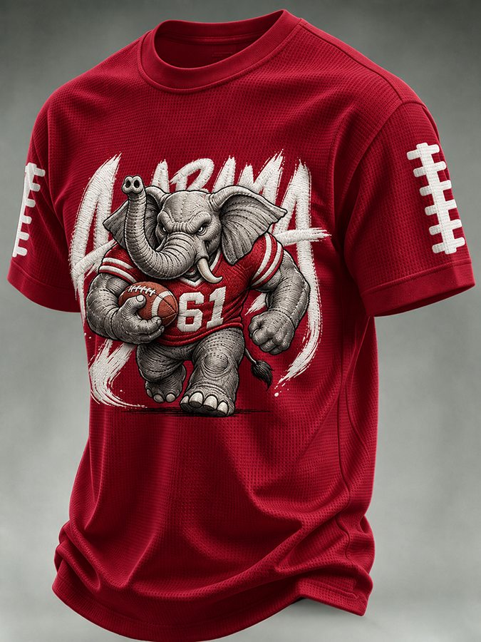 Men'S  Football  Printed  Waffle T-Shirt