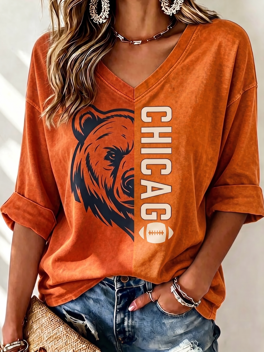 Women'S Football Printed Short Sleeved T-Shirt