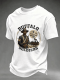 Men's Vintage Buffalo Soldiers 9th &10th Cavalry Civil War Soldier Print Cotton Casual T-Shirt