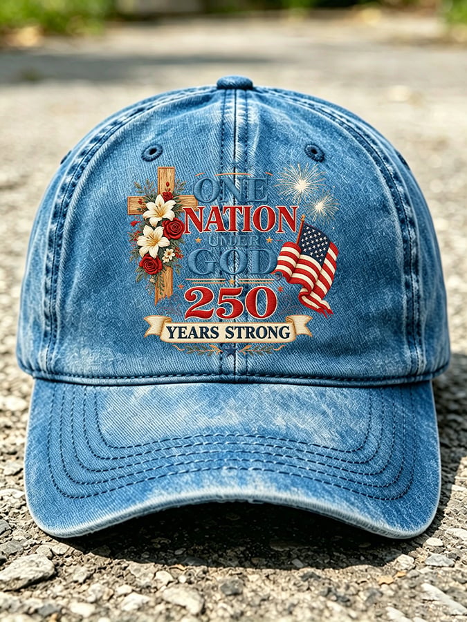 Unisex America 250 Years Strong One Nation Under God rinted Hat
